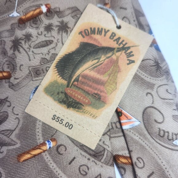 Tommy Bahama Men's Necktie Silk Handmade Havana Smoker Cigar New with Tags - Picture 3 of 7